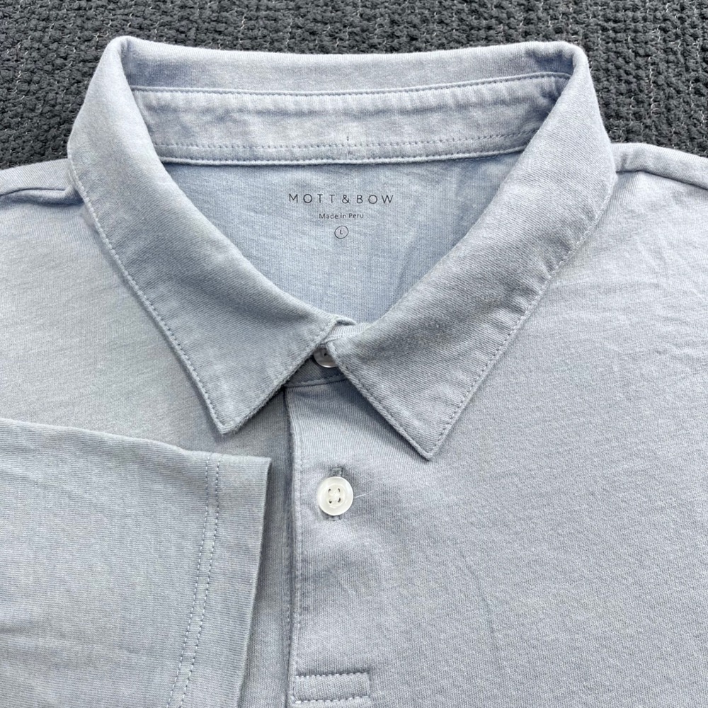 Mott & Bow Mens Large Light Blue 100% Pima Cotton Short Sleeve Polo‎ Shirt